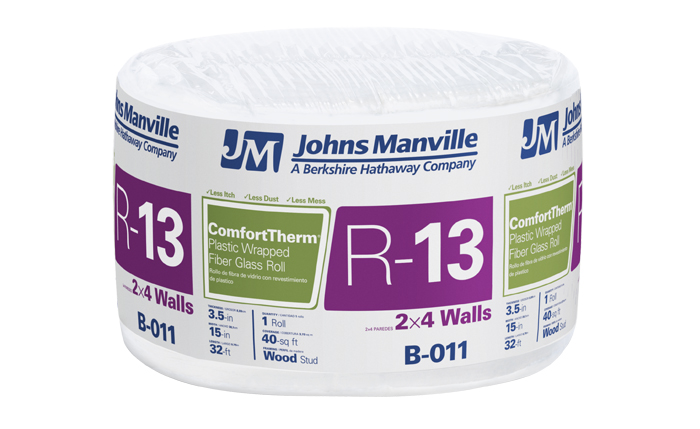 Johns Manville R-13 Wall Kraft Faced Fiberglass Roll Insulation 40-sq ft  (15-in W x 32-ft L) Individual Pack in the Roll Insulation department at