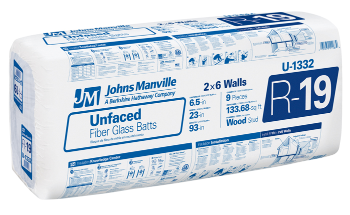 New Johns Manville 90010045 Multi-Purpose Fiberglass Insulation Roll,  R-6.7, 16x48 