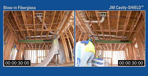 Multi-Family Insulation Install Comparison - Blow-in Fiberglass vs. JM Cavity-SHIELD™