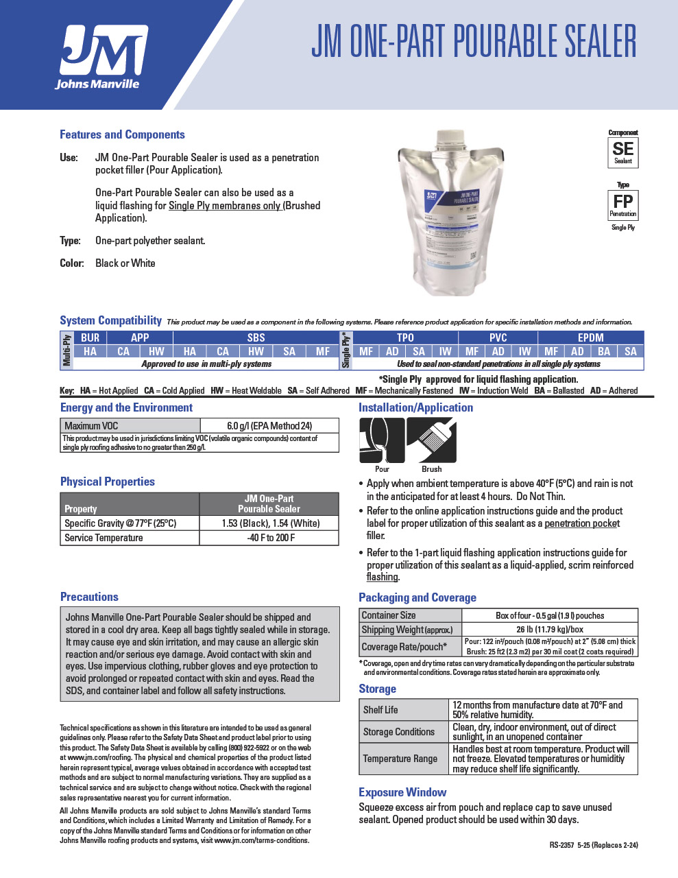 JM One-Part Liquid Flashing Kit - Single Ply | Johns Manville