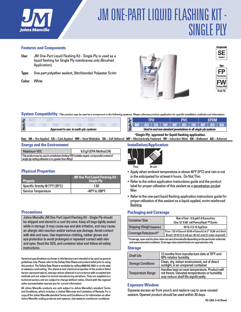 JM One-Part Liquid Flashing Kit - Single Ply | Johns Manville