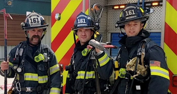 Randy Deitemeyer (right) and members of his LFPD Engine 161 crew