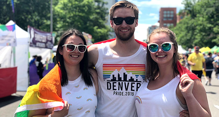 Aubree Smith (pictured left) at the Denver Pride Festival in 2019.  