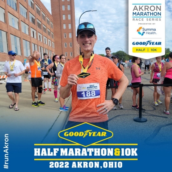 Proud finisher of the Goodyear Half Marathon in August 2022