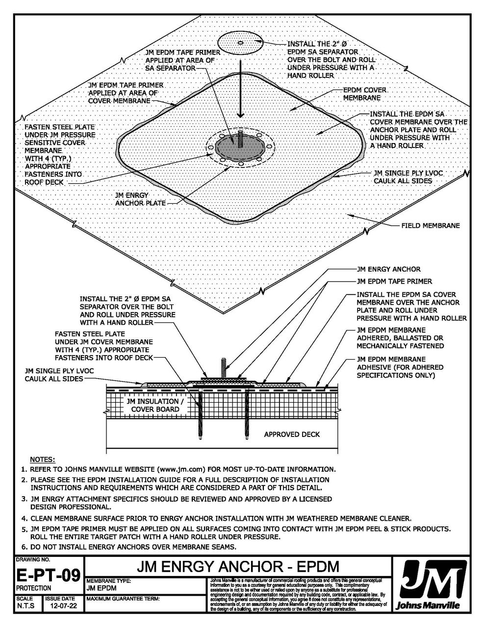 JM EPDM ENRGY Anchor Flashing Detail E-PT-09